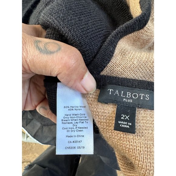 TALBOTS PLUS CARDIGAN JACKET Colorblock Merino Blend 2x - Picture 6 of 6